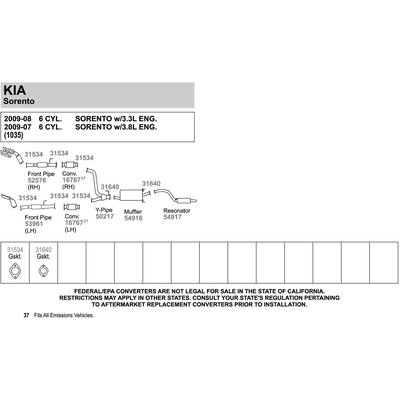 Tuyau d'�chappement by WALKER USA - 53961 pa3