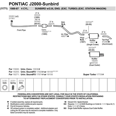 Ressort d'échappement (paquet de 2) de WALKER USA - 35281 pa8