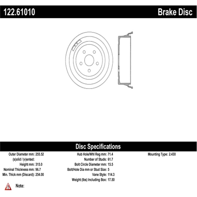 Front Brake Drum by CENTRIC PARTS - 122.61010 pa1