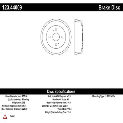 Front Brake Drum by CENTRIC PARTS - 123.44009 pa2