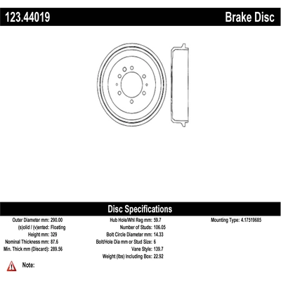 Front Brake Drum by CENTRIC PARTS - 123.44019 pa2