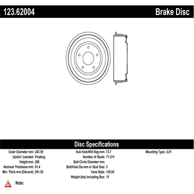 Front Brake Drum by CENTRIC PARTS - 123.62004 pa1
