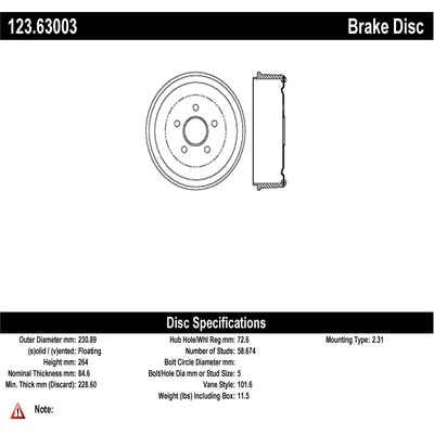 Front Brake Drum by CENTRIC PARTS - 123.63003 pa1