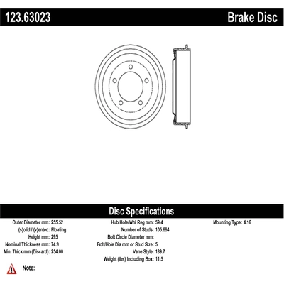 Front Brake Drum by CENTRIC PARTS - 123.63023 pa1