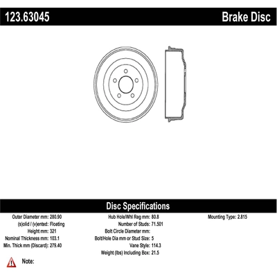 Front Brake Drum by CENTRIC PARTS - 123.63045 pa1