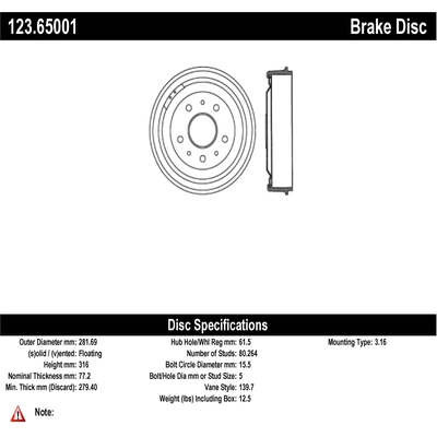 Front Brake Drum by CENTRIC PARTS - 123.65001 pa1