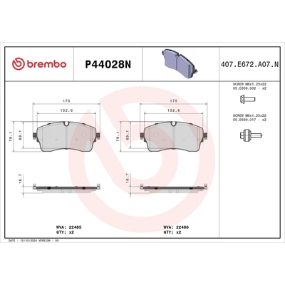 Front Ceramic Pads by BREMBO - P44028N pa1
