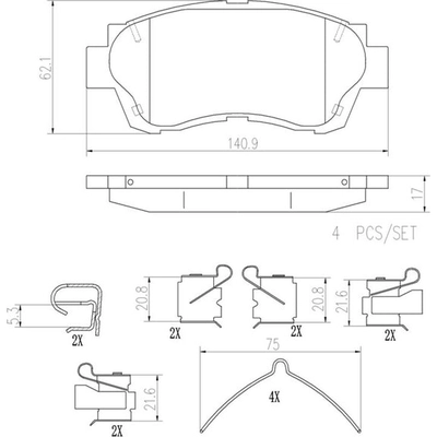 Front Ceramic Pads by BREMBO - P83027N pa3
