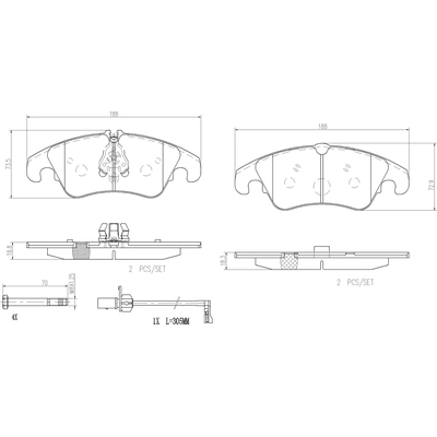 Front Ceramic Pads by BREMBO - P85098N pa2