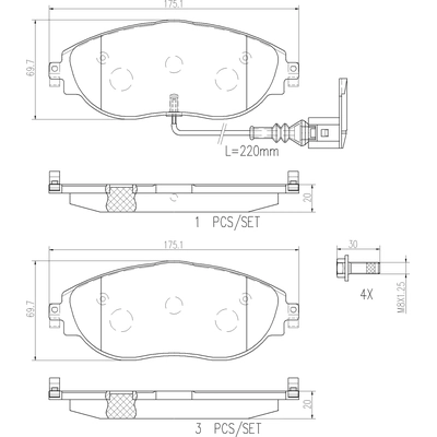 Front Ceramic Pads by BREMBO - P85144N pa2