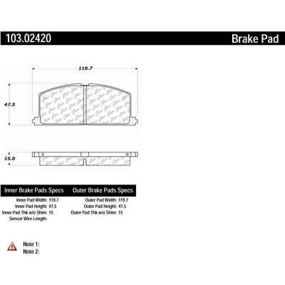 Front Ceramic Pads by CENTRIC PARTS - 103.02420 pa1