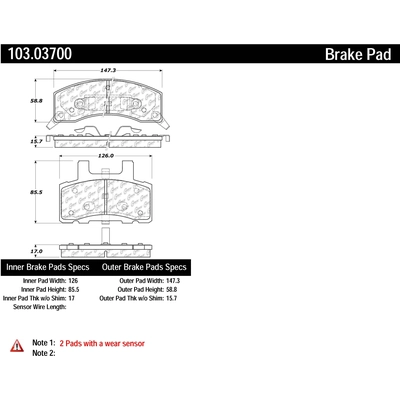 Front Ceramic Pads by CENTRIC PARTS - 103.03700 pa2