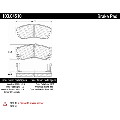 Front Ceramic Pads by CENTRIC PARTS - 103.04510 pa1