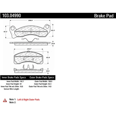 CENTRIC PARTS - 103.04990 - Plaquettes avant en céramique  pa2