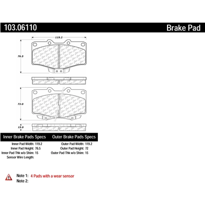 Plaquettes avant en céramique  by CENTRIC PARTS - 103.06110 pa2