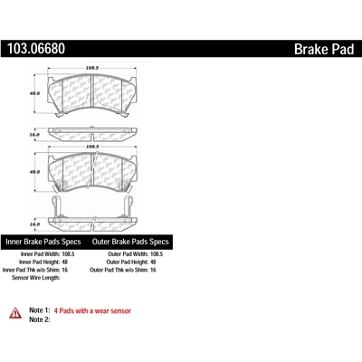 Front Ceramic Pads by CENTRIC PARTS - 103.06680 pa2