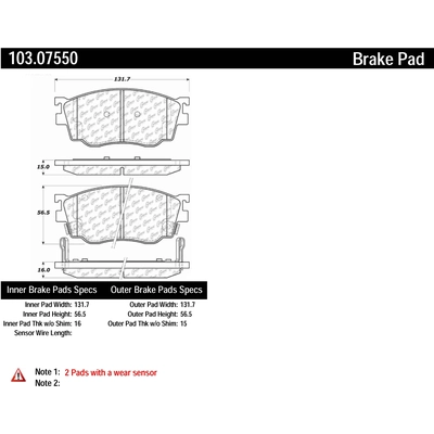 Front Ceramic Pads by CENTRIC PARTS - 103.07550 pa2