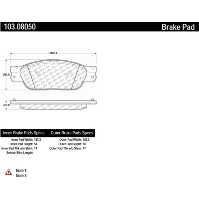 Front Ceramic Pads by CENTRIC PARTS - 103.08050 pa2