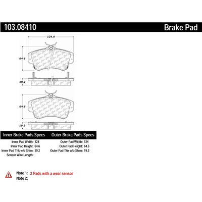 Front Ceramic Pads by CENTRIC PARTS - 103.08410 pa2
