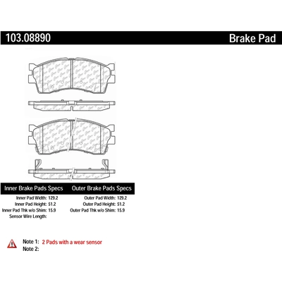 Front Ceramic Pads by CENTRIC PARTS - 103.08890 pa1