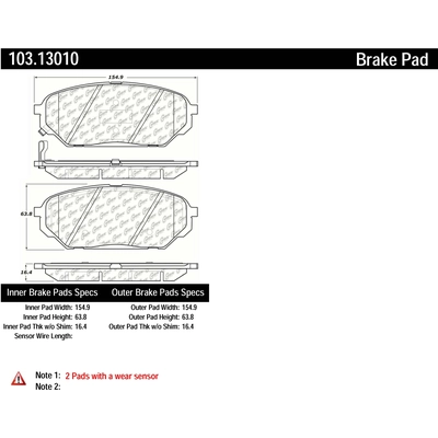 Front Ceramic Pads by CENTRIC PARTS - 103.13010 pa2