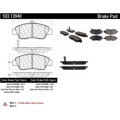 Front Ceramic Pads by CENTRIC PARTS - 103.13940 pa3