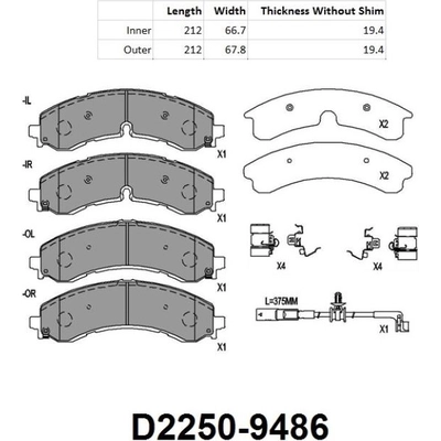 Front Ceramic Pads by EUROROTOR - ID2250HS pa3
