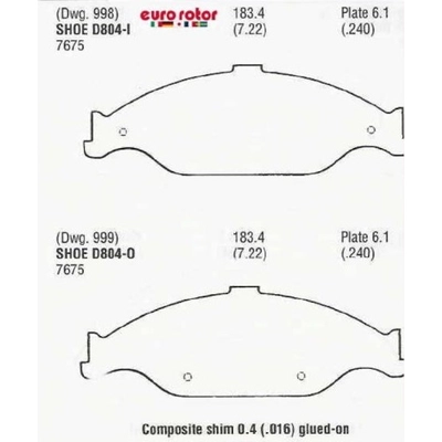 Front Ceramic Pads by EUROROTOR - ID804H pa3