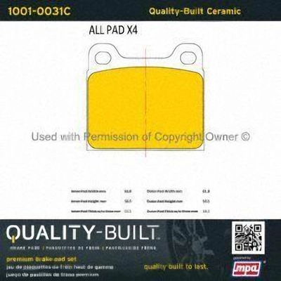 Front Ceramic Pads by QUALITY-BUILT - 1001-0031C pa1