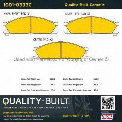 Front Ceramic Pads by QUALITY-BUILT - 1001-0333C pa1