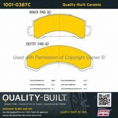 Front Ceramic Pads by QUALITY-BUILT - 1001-0387C pa1