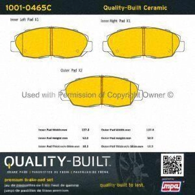 Front Ceramic Pads by QUALITY-BUILT - 1001-0465C pa1