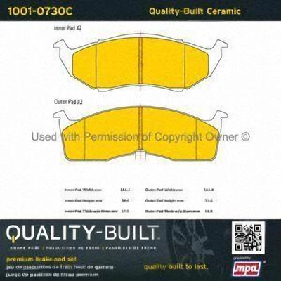 Front Ceramic Pads by QUALITY-BUILT - 1001-0730C pa1