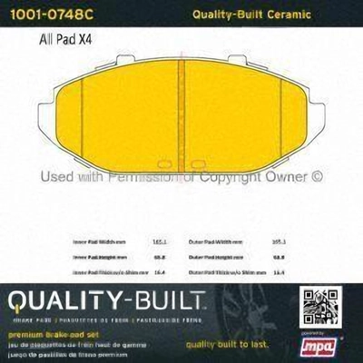 Front Ceramic Pads by QUALITY-BUILT - 1001-0748C pa1