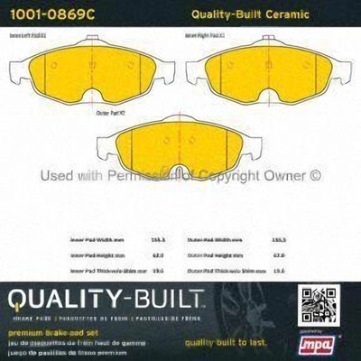 Front Ceramic Pads by QUALITY-BUILT - 1001-0869C pa1