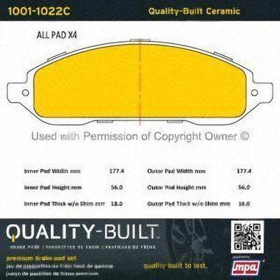 Front Ceramic Pads by QUALITY-BUILT - 1001-1022C pa1