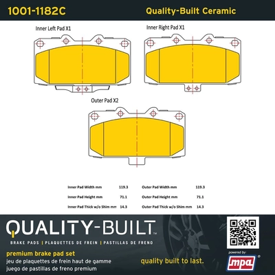 QUALITY-BUILT - 1001-1182C - Front Disc Brake Pad Set pa1