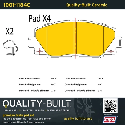 QUALITY-BUILT - 1001-1184C - Front Disc Brake Pad Set pa2