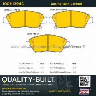 Front Ceramic Pads by QUALITY-BUILT - 1001-1394C pa1