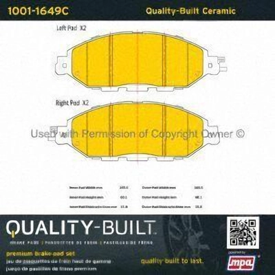 Front Ceramic Pads by QUALITY-BUILT - 1001-1649C pa2