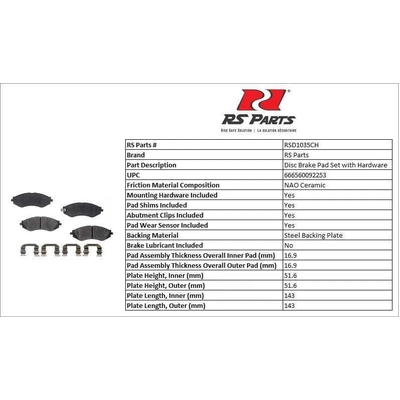 RS PARTS - RSD1035CH - Front Ceramic Pads pa4