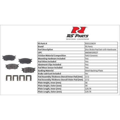 RS PARTS - RSD1156CH - Front Ceramic Pads pa3