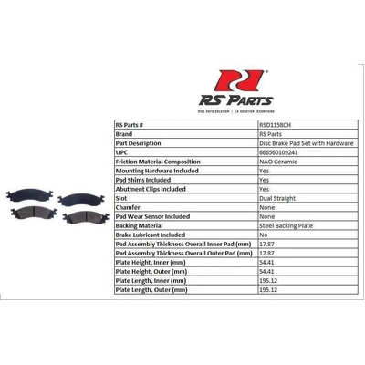 RS PARTS - RSD1158CH - Front Ceramic Pads pa4