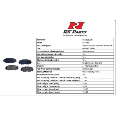 RS PARTS - RSD1210CH - Front Ceramic Pads pa4