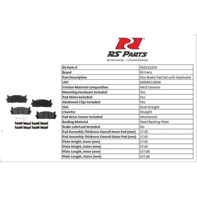 RS PARTS - RSD1222CH - Front Ceramic Pads pa3
