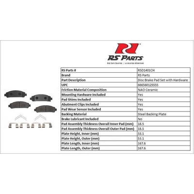RS PARTS - RSD1401CH - Front Ceramic Pads pa2