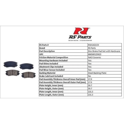RS PARTS - RSD1421CH - Front Ceramic Pads pa4