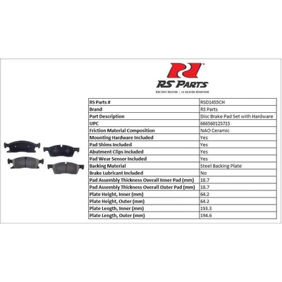 RS PARTS - RSD1455CH - Front Ceramic Pads pa3