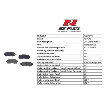 RS PARTS - RSD1650C - Plaquettes avant en c�ramique  pa3