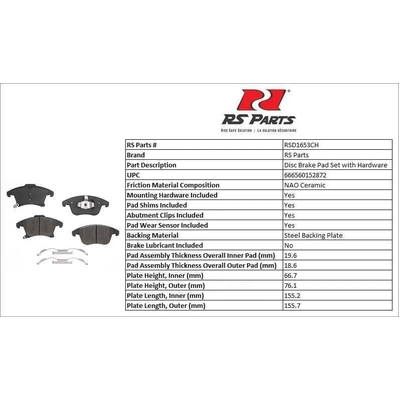 RS PARTS - RSD1653CH - Front Ceramic Pads pa3